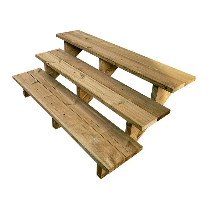 Deck stairs wood H54cm 3 steps D29cm W140cm Deck stairs wood H54cm 3 steps D29cm W140cm