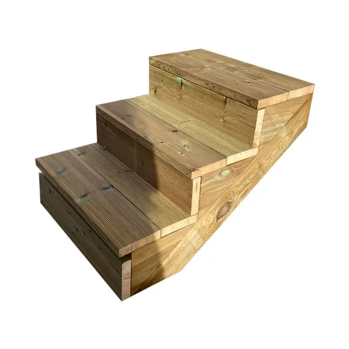 BERLIN Escalier extérieur bois 3 marches H 54cm L-60cm - avec contre marche BERLIN Escalier extérieur bois 3 marches H 54cm L-60cm - avec contre marche