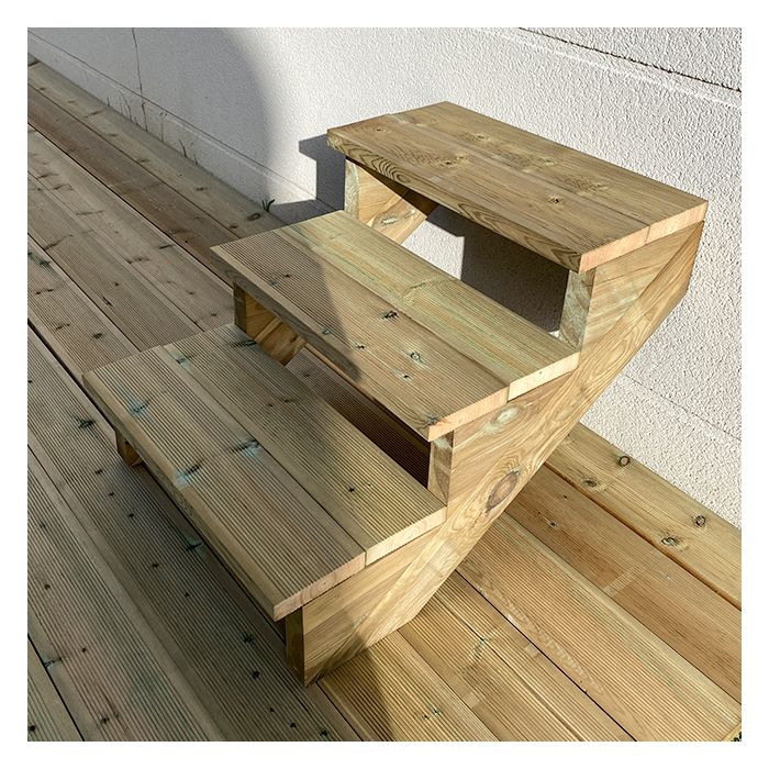Escalier extérieur bois C 3 marches H 54cm L60cm