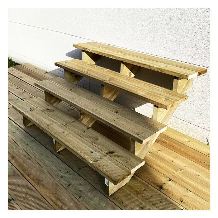 Deck stairs wood H71cm 4 steps D29cm W140cm