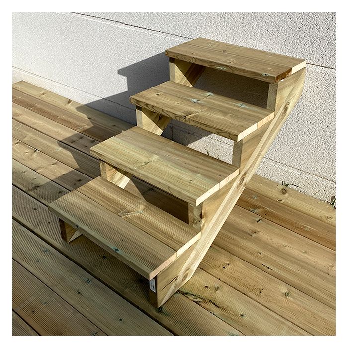 Deck stairs wood H105cm 6 steps D29cm W60cm, WITH counter steps
