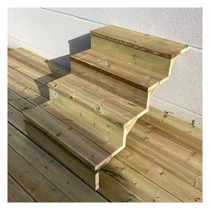 Außentreppe Holz H71cm 4 Stufen, Breite 80cm, MIT Setzstufen