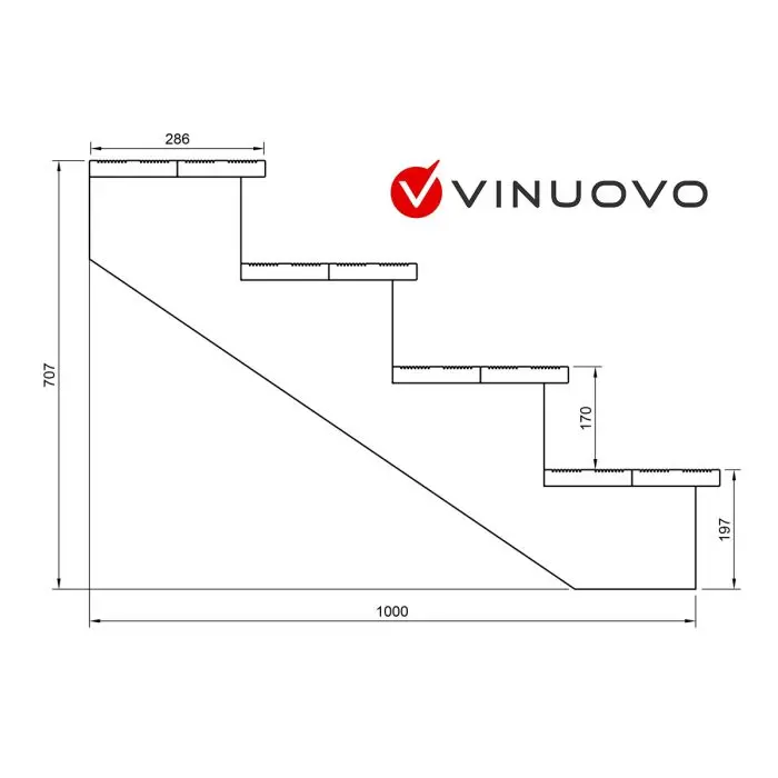 Escalera Exterior Madera A71cm 4 peldaños P29cm T120cm +Contrahuella