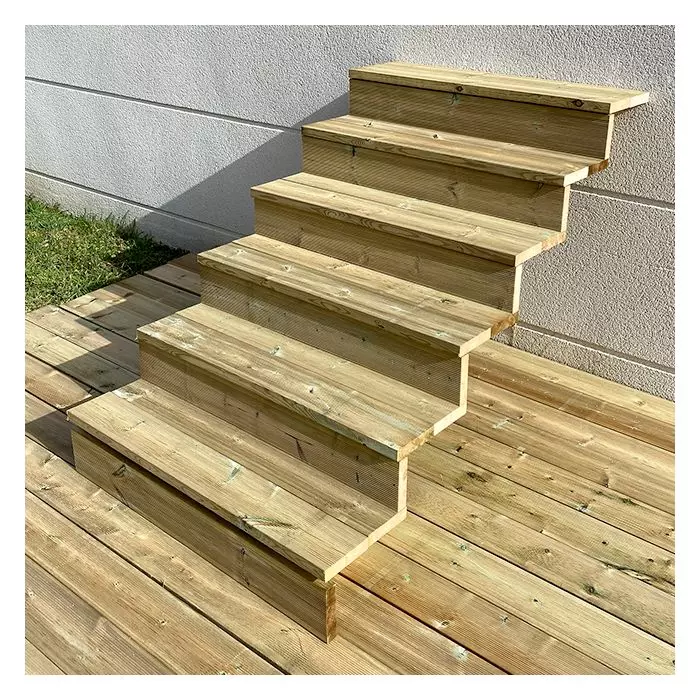 Escalera Exterior Madera A105cm 6 peldaños P29cm T100cm +Contrahuella