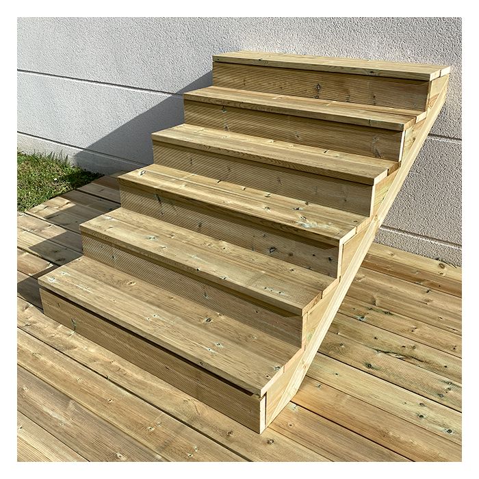 Escalera exterior madera A 105cm 6 peldaños P 29cm T 80cm