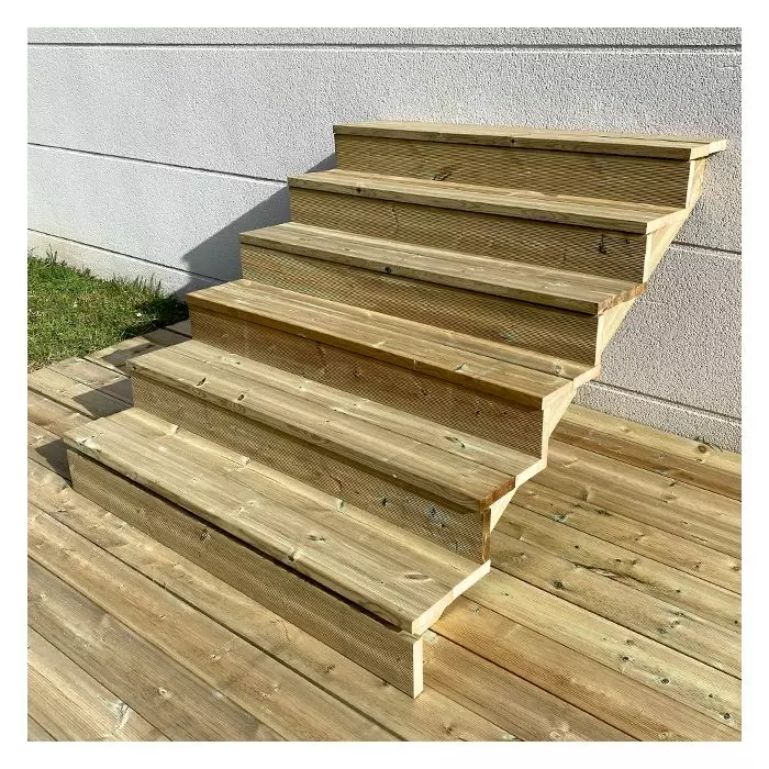 Treppe Holz H105cm 6 Stufen, Breite 140cm, MIT Setzstufen