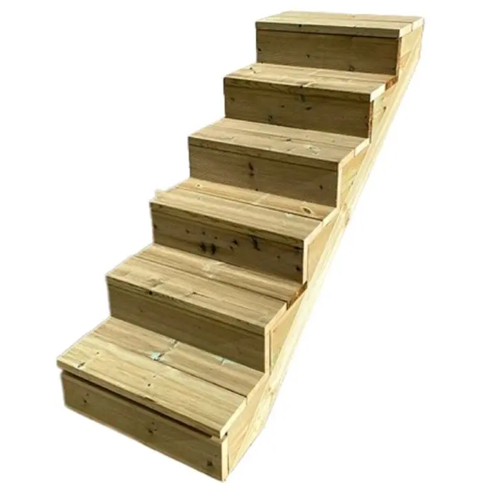 Escalera Exterior Madera A105cm 6 peldaños P29cm T100cm +Contrahuella Escalera Exterior Madera A105cm 6 peldaños P29cm T100cm +Contrahuella