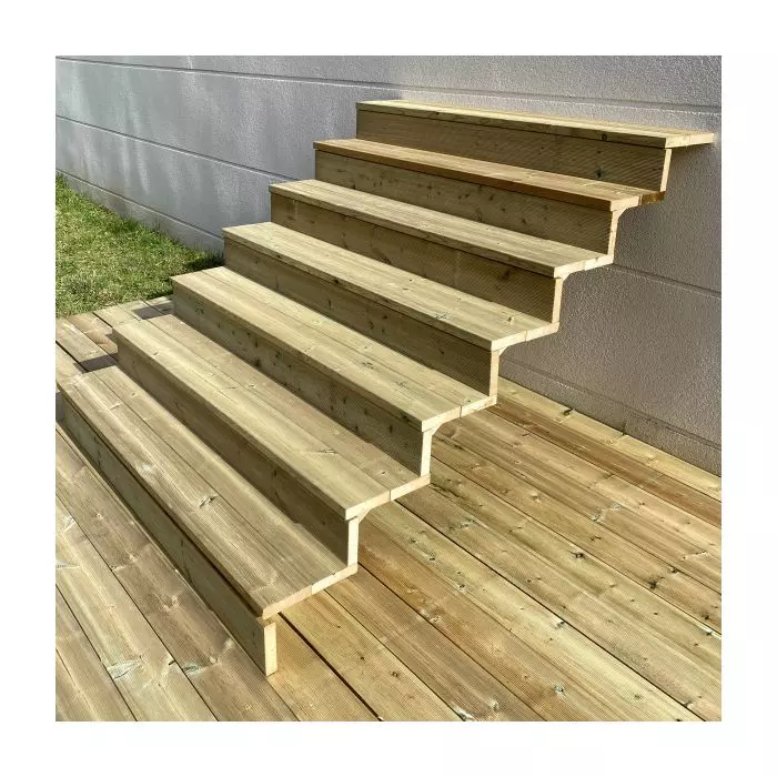 Scala esterna BERLIN, 7 gradini, Altezza 122cm, L 160cm, con alzate