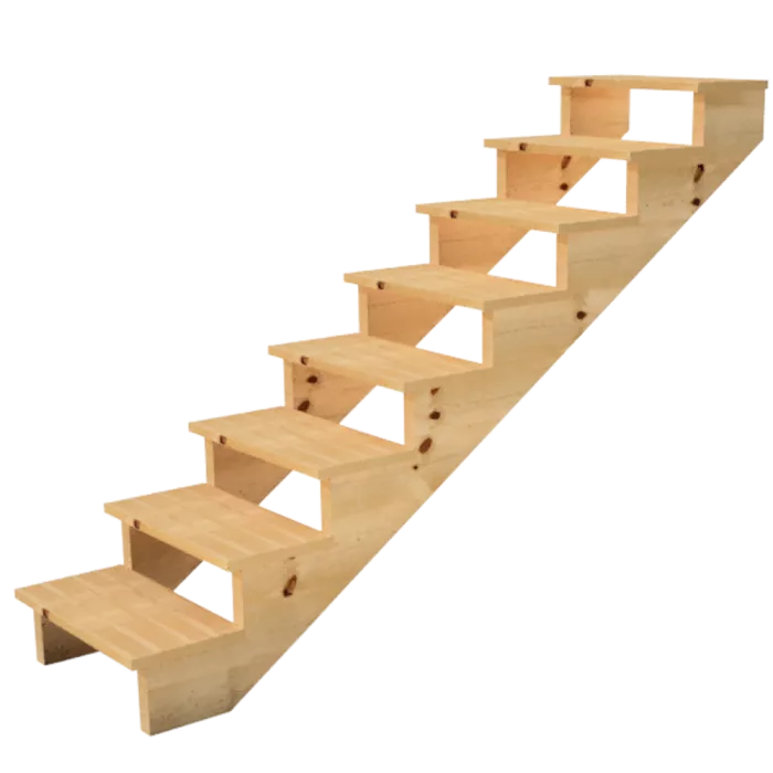 Deck stairs wood BERLIN H139cm 8 steps D29cm W60cm