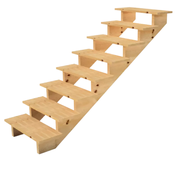 Escalera exterior madera A 139cm 8 peldaños P 29cm T 80cm Escalera exterior madera A 139cm 8 peldaños P 29cm T 80cm