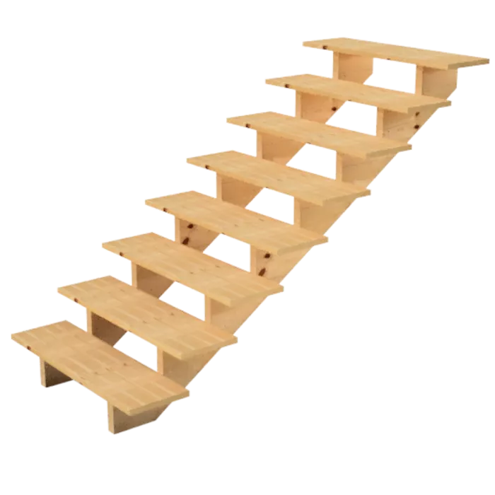 Deck stairs wood BERLIN H139cm 8 steps D29cm W100cm Deck stairs wood BERLIN H139cm 8 steps D29cm W100cm