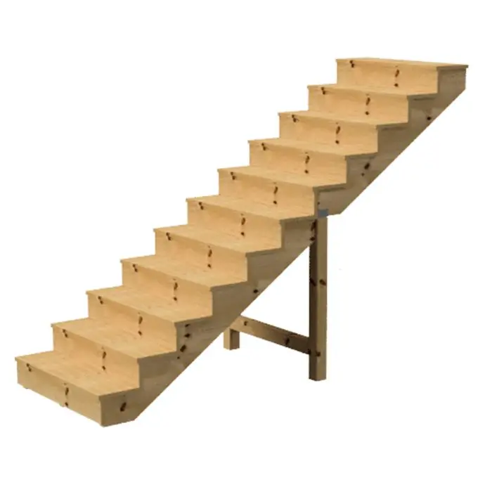Buitentrap h190cm - 11 treden hout D29cm, B80cm MET optrede Buitentrap h190cm - 11 treden hout D29cm, B80cm MET optrede