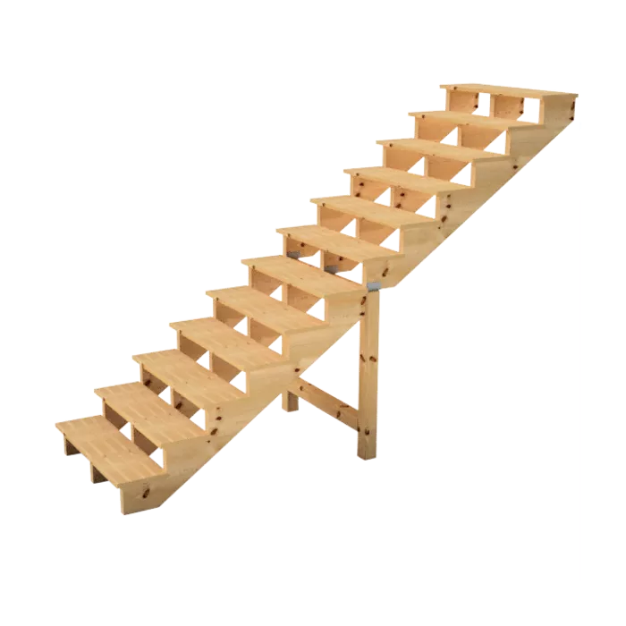 Escalera Exterior 12 peldaños Madera Tipo C Altura 207cm Varios anchos Escalera Exterior 12 peldaños Madera Tipo C Altura 207cm Varios anchos