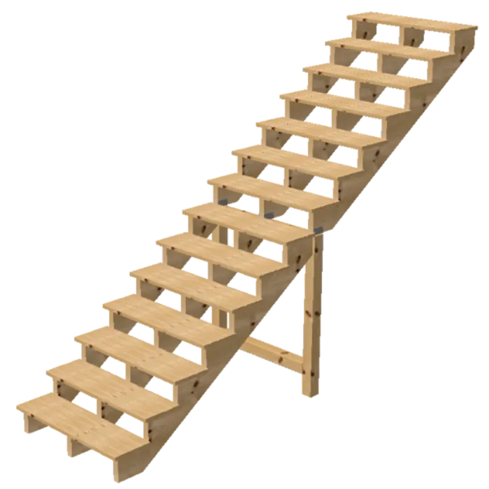 Deck stairs wood BERLIN H241cm 14 steps D29cm W80cm