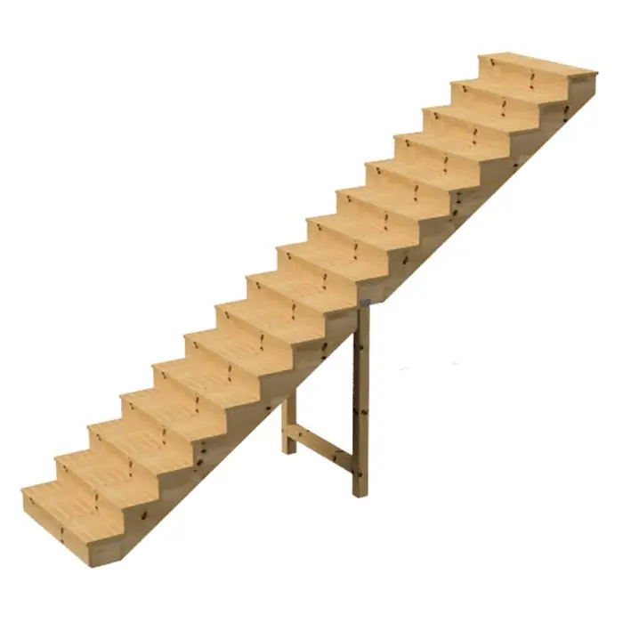 Außentreppe Holz Höhe 275cm 16 Stufen, Breite 160cm, MIT Setzstufen