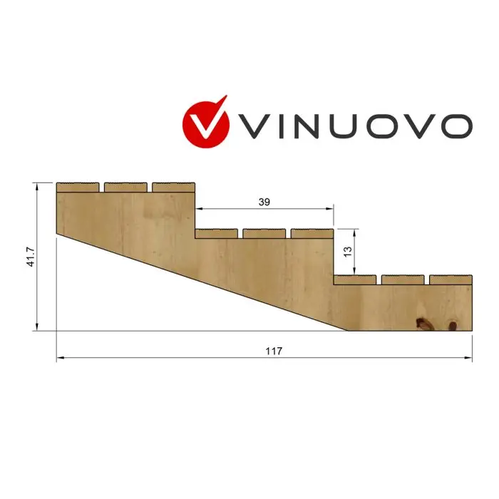 MADRID Außentreppe Holz XL 3 Stufen extra tief Höhe 42cm Breite 120cm