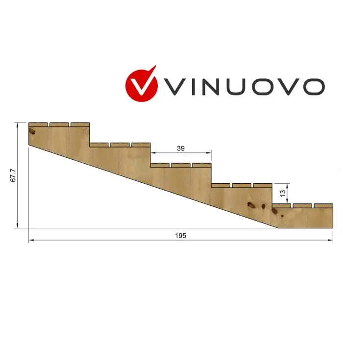 XL outdoor staircase wood MADRID 5 steps H68cm XL steps width 60cm