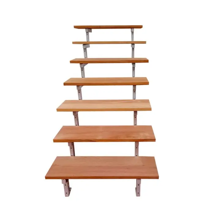 Escalier en acier BALI, 7 marches en bois exotique Bangkirai, Hauteur 122 cm - L 80 cm Escalier en acier BALI, 7 marches en bois exotique Bangkirai, Hauteur 122 cm - L 80 cm
