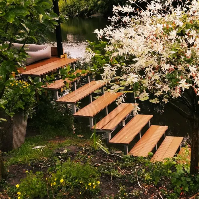 Escalera metálica BALI 5 peldaños madera dura 88x60cm