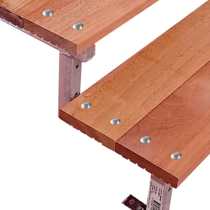 BALI Stalen buitentrap H71cm - 4 treden hardhout - breedte 160cm