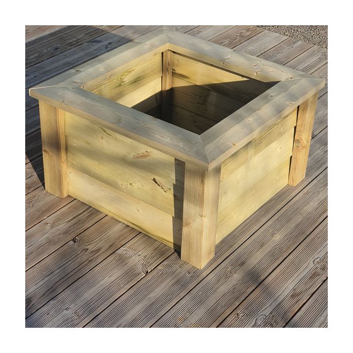 Wooden trough planter 1234567vv height 29cm-2P - natural