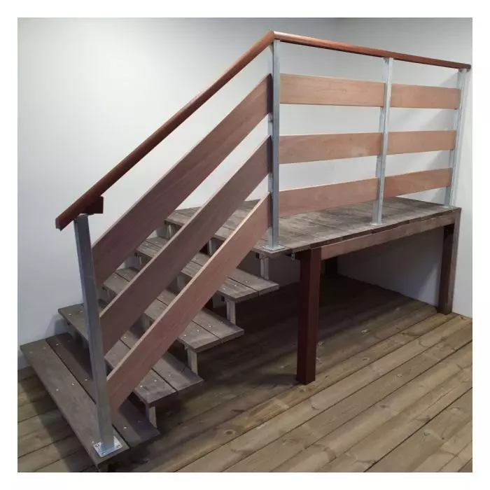 Stairs landing hardwood DD-NO-ME06 - H 6 steps 105cm