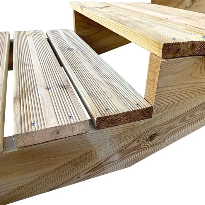 MADRID Außentreppe Holz XL 3 Stufen extra tief Höhe 42cm Breite 120cm