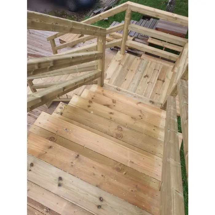 Balustrade trap buiten 3 treden + bordes 80x80cm + trapleuning 85x85mm - vorm S-OOORR