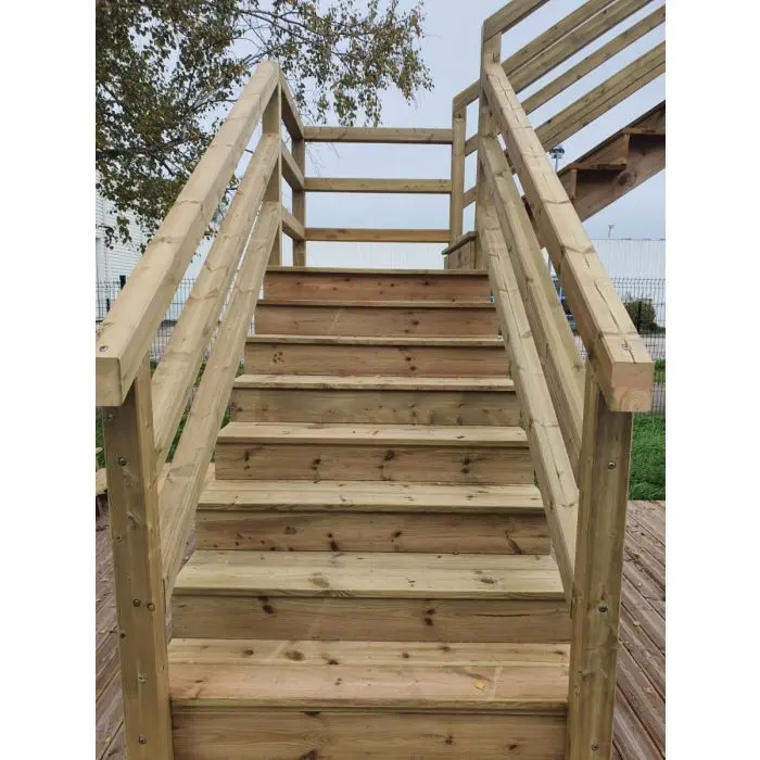 Balustrade trap buiten 3 treden + bordes 80x80cm + trapleuning 85x85mm - vorm S-OOORR