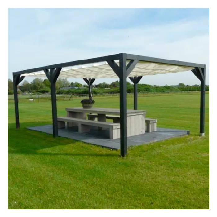 Pergola Scorrevole Da Giardino 3x4 M - Gazebo Con Tela Tortora - Struttura Acciaio - Foto 3