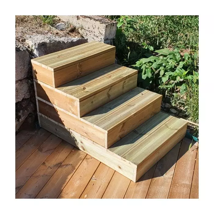 Opstapje - tuintrap trede stapelbaar - 4 planken breedte 140cm H17cm