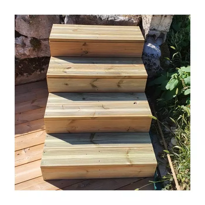 Opstapje - tuintrap trede stapelbaar - 4 planken breedte 140cm H17cm
