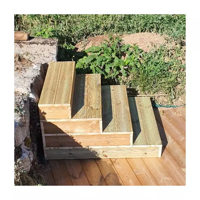 Opstapje - tuintrap trede stapelbaar - 4 planken breedte 140cm H17cm