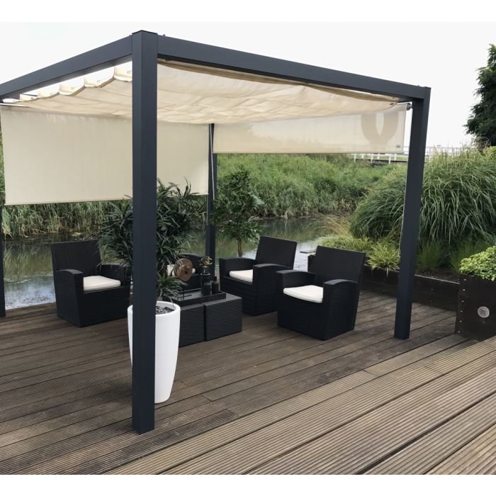 Onderhoudbaar botsen ~ kant Coolfit harmonica schaduwdoek voor pergola