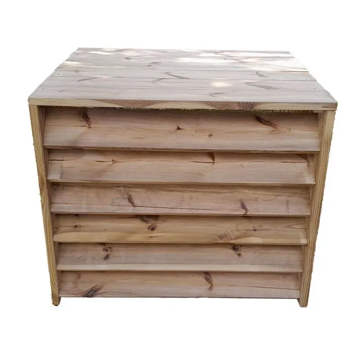 BRIZA - Copri condizionatore esterno tetto piano in legno, chiuso su 3 lati