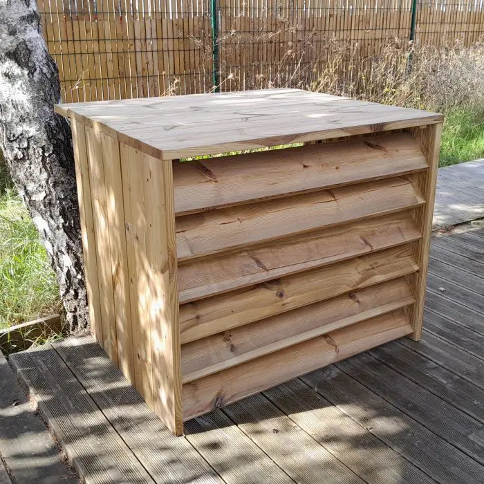 BRIZA - Copri condizionatore esterno tetto piano in legno, chiuso su 3 lati