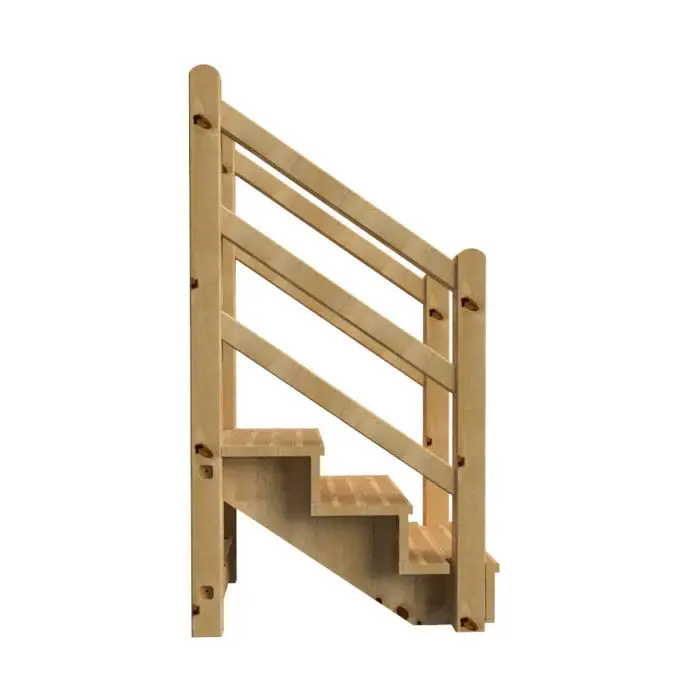 Escalera exterior VENEZIA 3 peldaños y pasamanos de madera 7x7cm
