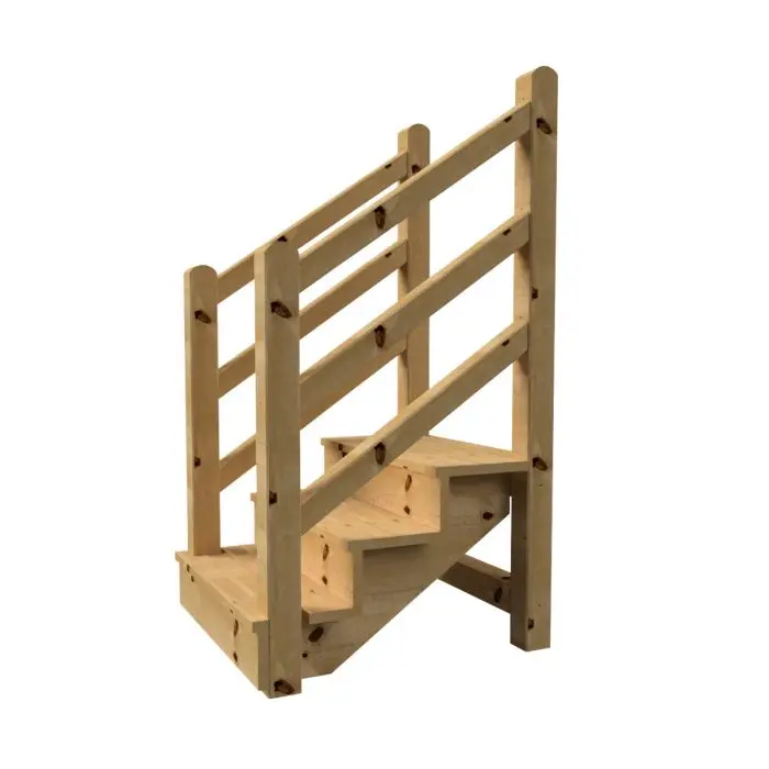 Escalera exterior VENEZIA 3 peldaños y pasamanos de madera 7x7cm
