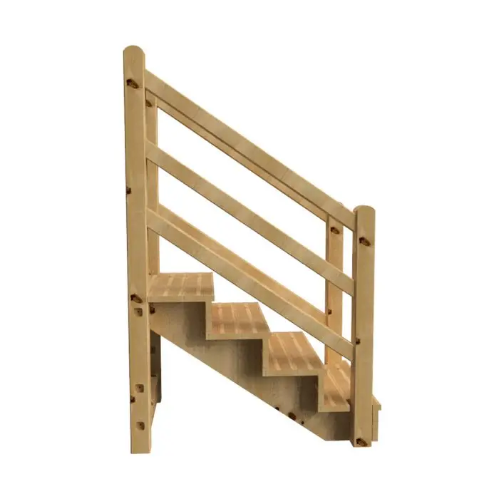 Trap buiten VENEZIA 4 treden met houten trapleuning H71cm