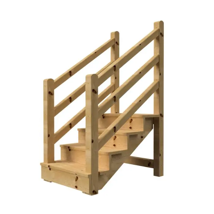 Trap buiten VENEZIA 4 treden met houten trapleuning H71cm