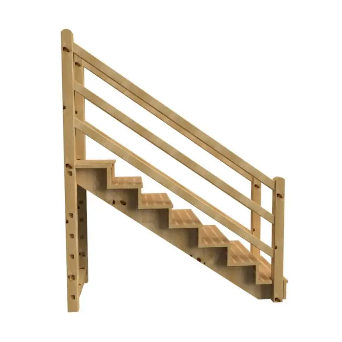 Trap buiten VENEZIA 7 treden met houten trapleuning H122cm