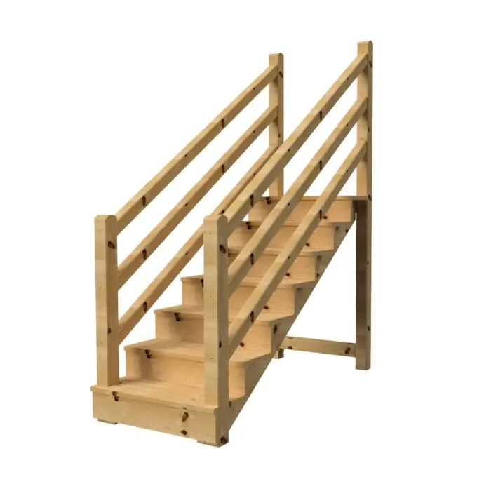 Trap buiten VENEZIA 7 treden met houten trapleuning H122cm
