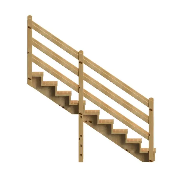 Escalera exterior VENEZIA 9 peldaños y pasamanos de madera 7x7cm