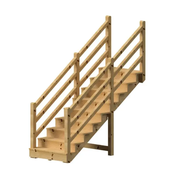 Escalera exterior VENEZIA 9 peldaños y pasamanos de madera 7x7cm