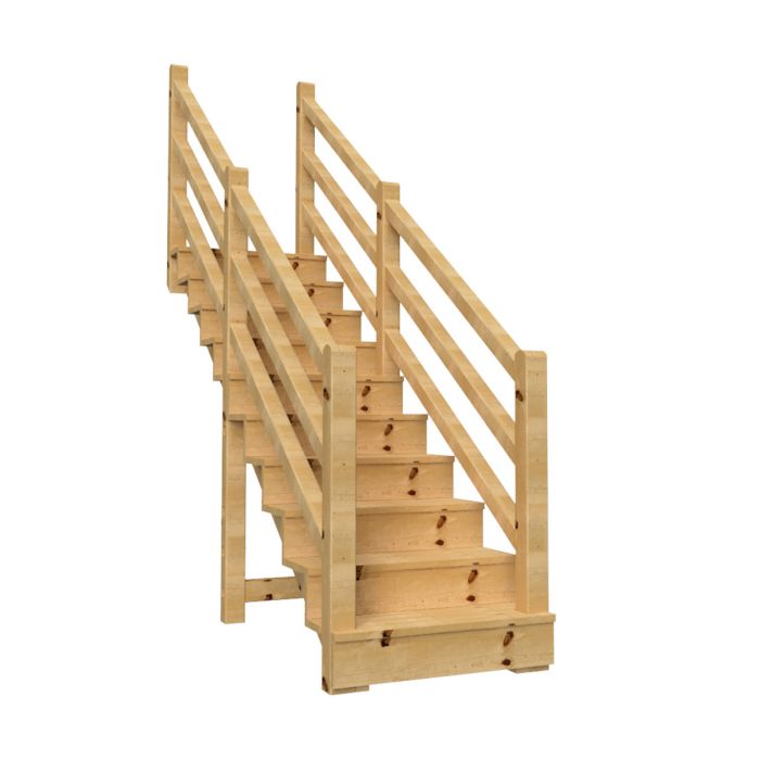VENEZIA Outdoor stairs with wooden handrail 7x7 Both sides - H 10-steps 173cm W 100cm - without risers VENEZIA Outdoor stairs with wooden handrail 7x7 Both sides - H 10-steps 173cm W 100cm - without risers