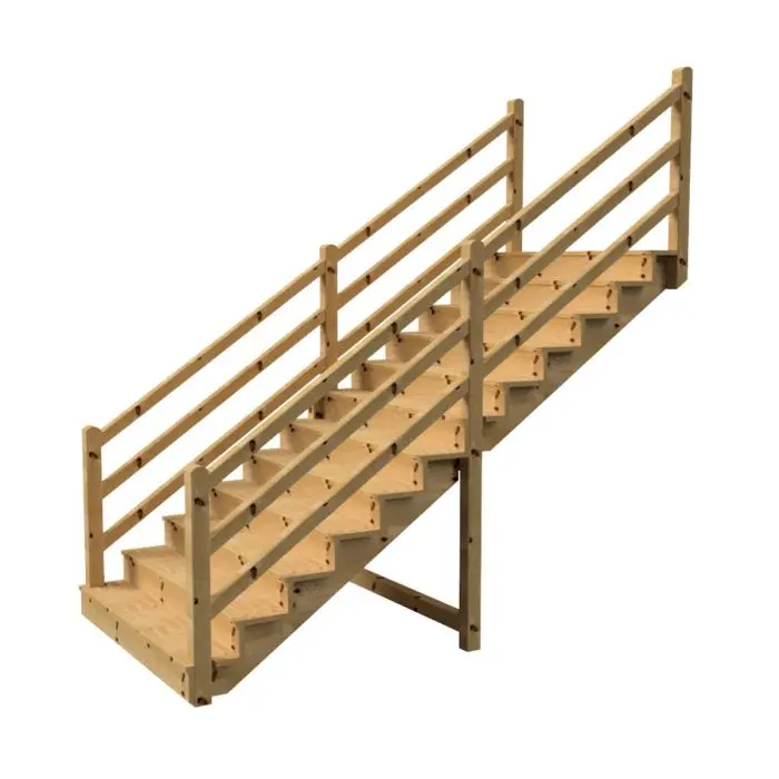 Scala In Legno Di Abete 12 Gradini - 280cm Altezza, 60cm Larghezza, Con Corrimano - Foto 14