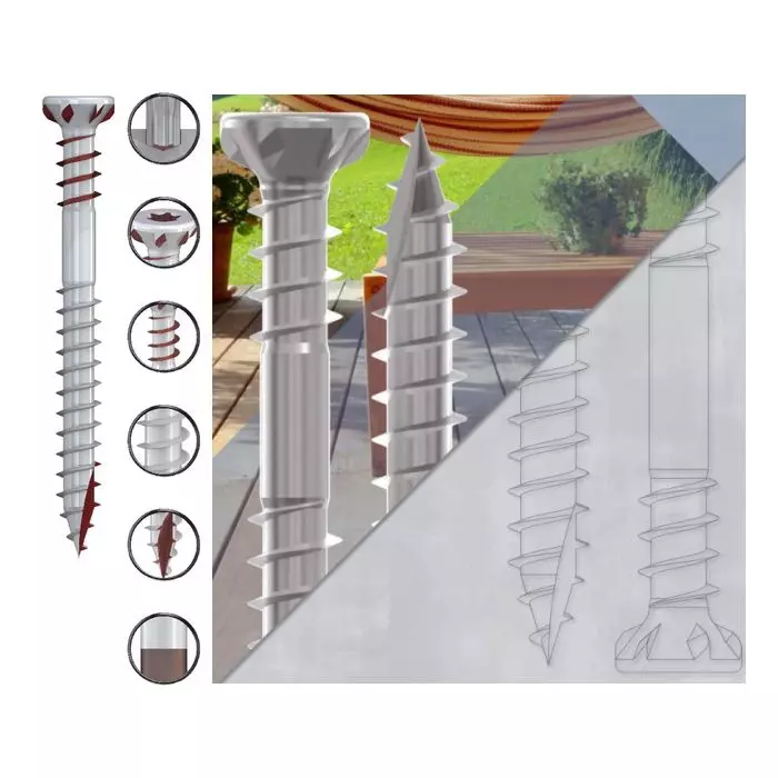 Tornillos inox terraza madera 5x70mm - Reisser RT UT A2 - 300 piezas