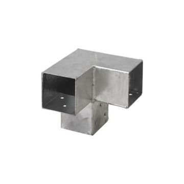 Support poteau bois 9x9cm angle double acier