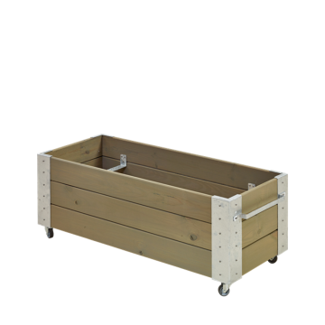 Large outdoor planter on wheels 120x50x45cm rect. low grey