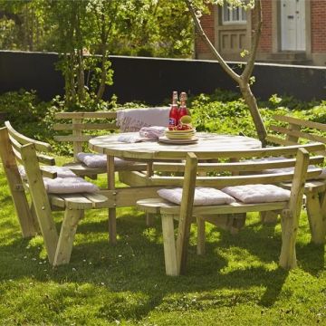 Round picnic table 8 seats 237cm with backrest